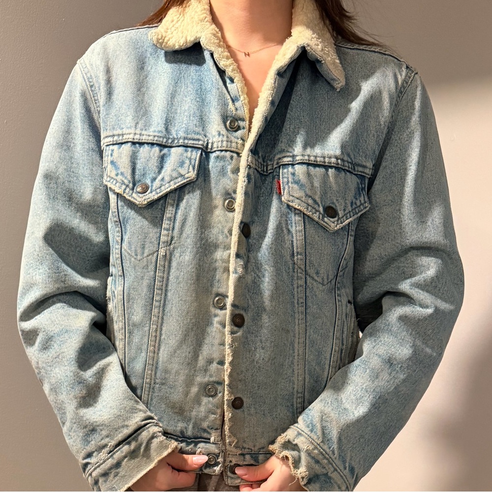 Levi's Cream Sherpa Lined Jacket (Cream, Red Tag)